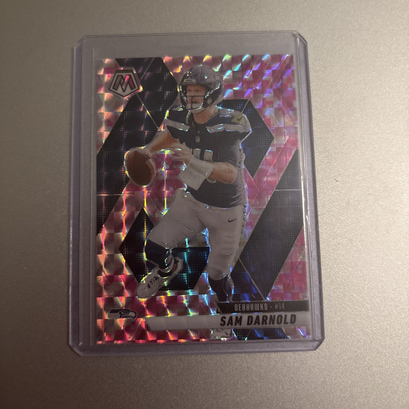 2025 Panini Mosaic - Sam Darnold #27 Camo Pink Mosaic Prizm