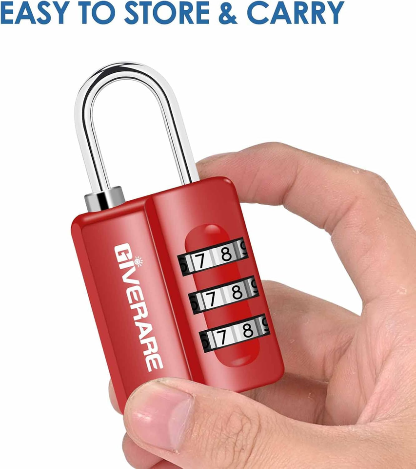 4 Pack Combination Lock, 3-Digit Padlock Keyless, Resettable Luggage ...