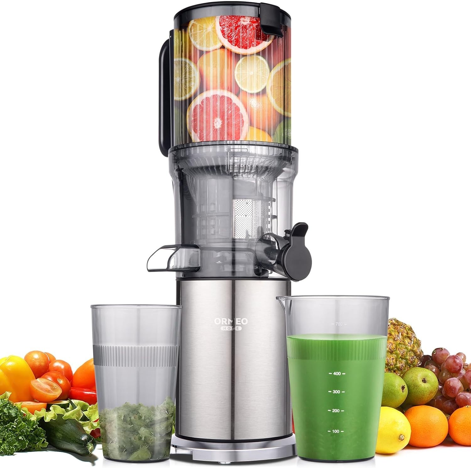 Cold Press Juicer Machine 5 Inch Feed Chute Masticating Juicer Easy Clean