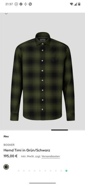 Men Bogner Shirt Khaki Cotton 42