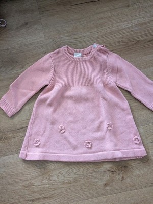 Alana Mädchen Strickkleid Rosa Gr. 74 Rundhals Langarm Knopf Unifarben
