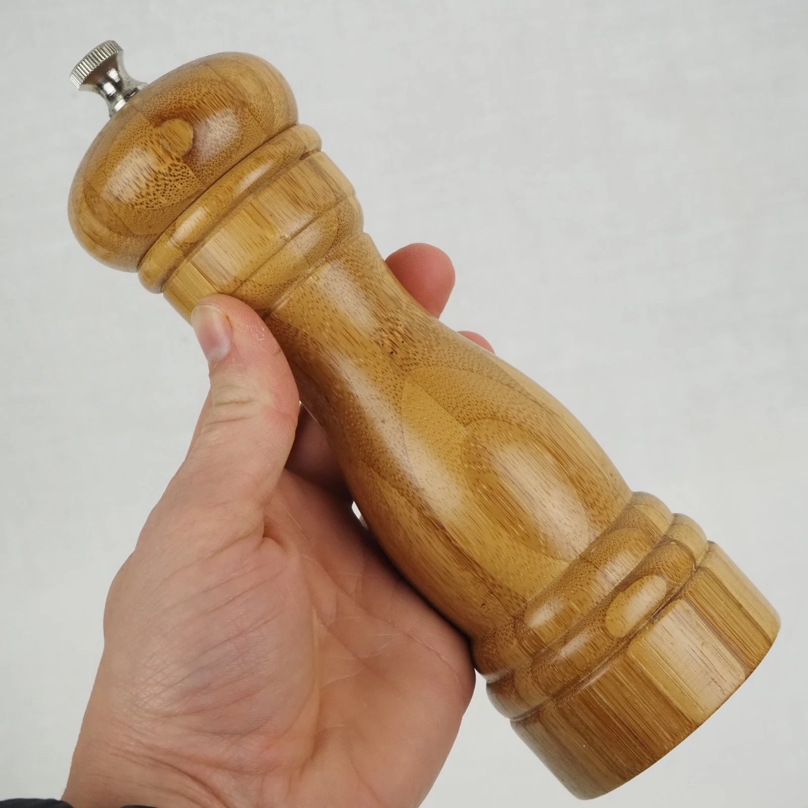 Vintage William Bounds USA Wooden Bamboo Pepper Mill Grinder 8'' Tall