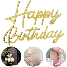 Happy Birthday Wooden Sign for Backdrop Gold Cutout Letters Plaque