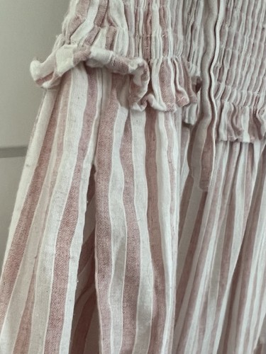 Pink And White Cotton Striped Maxi Summer Dress Size L - Picture 7 of 8