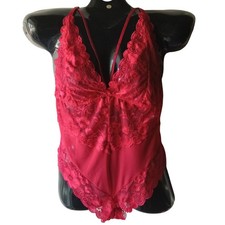 Avidlove Size L Lingerie Bodysuit Red Lace Halter Plunge Teddy One Piece