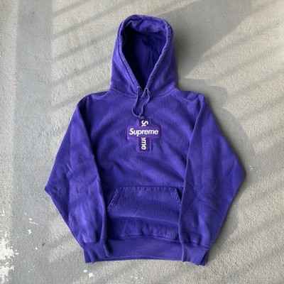 Supreme Cross Box Logo Hooded Sweatshirt Purple FW20 Mens Medium Hoodie