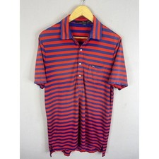 RLX Ralph Lauren Mens Striped Performance Golf Polo Shirt Red Blue Size Medium