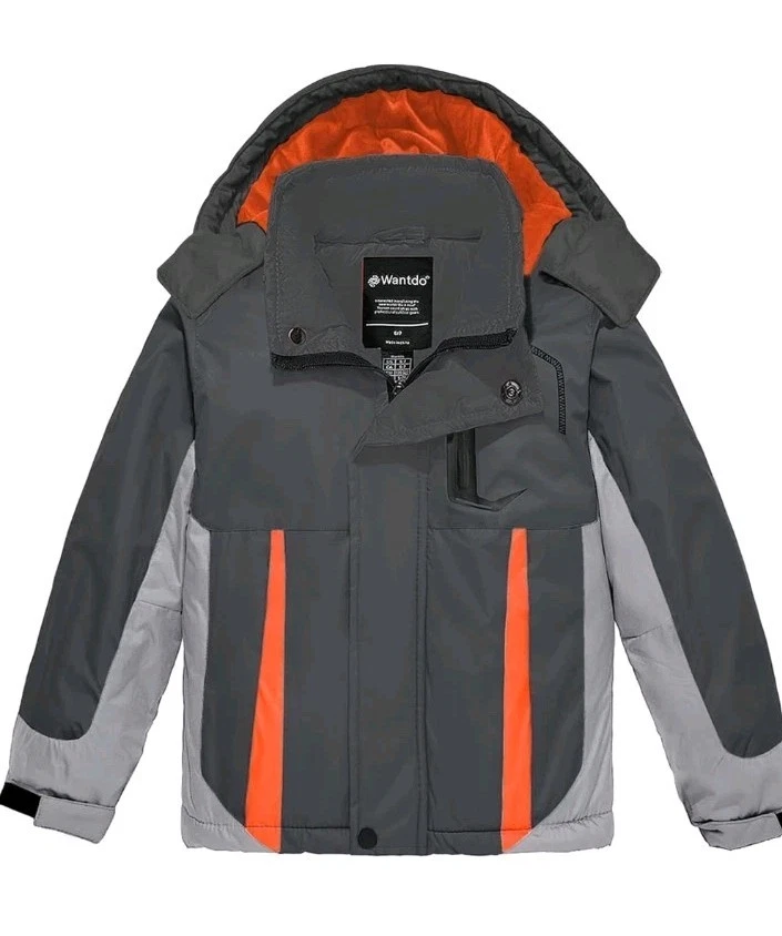 NEW Boys Size 8 Waterproof Winter Ski Jacket Coat, Fleece Lined Insulated Hooded