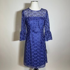 NWT Adrianna Papell Wild Periwinkle Buttercup Blooms Shift Dress Womens Size 4