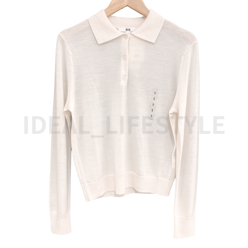 UNIQLO Merino Polo Sweater S-3XL Machine-Washable 100% Wool Women 478333 NWT - Picture 17 of 21