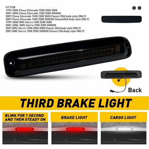 3rd Brake Light – Black & Smoke LED For 2014-2018 Chevy Silverado & GMC Sierra 1500/2500 – Direct Fit Replacement