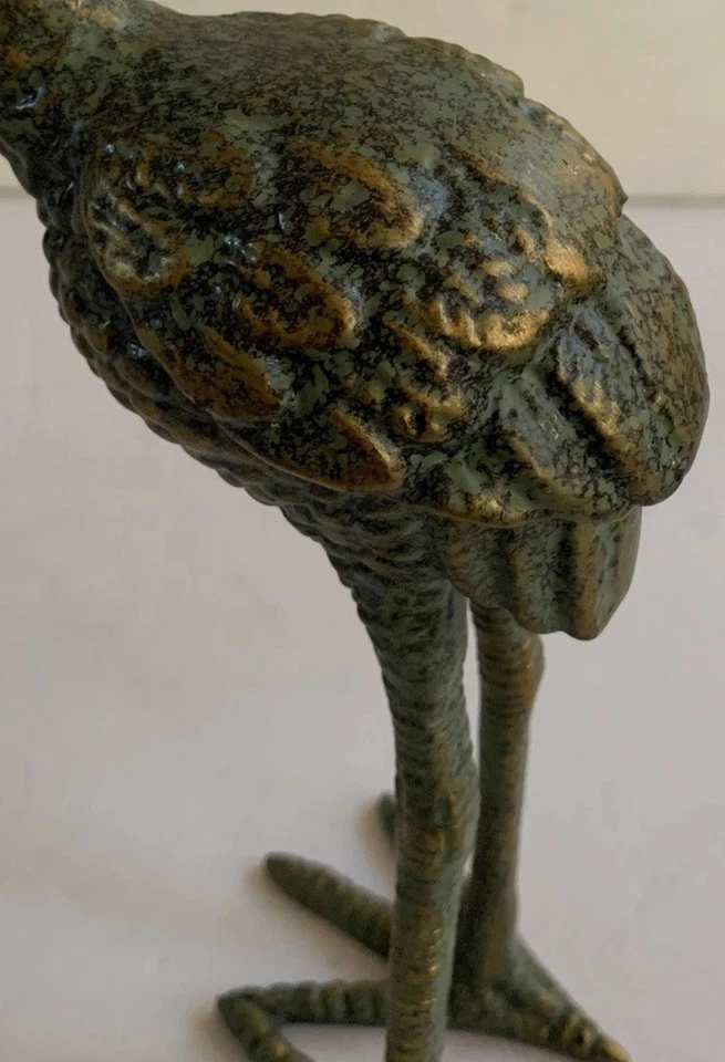 2 金属起重机苍鹭 Egret 雕像立式雕像 Verdi 黄铜色 Patina 11 英寸 — 第 4/4 张图片