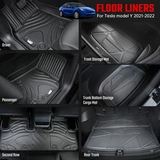 For Tesla Model Y 2021-2022 Waterproof Anti-Slip Full Coverage Car Floor Liners