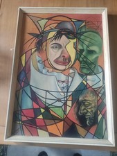 Abstract Clown With Masks Oil on canvas