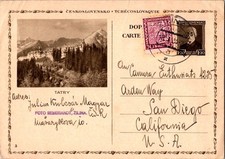 Czechoslovakia 30h Coat of Arms on1.20K President Masaryk Tatry View Postal Card
