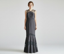 NEW JS Collections Black Illusion Inset Mermaid Gown Sz 6