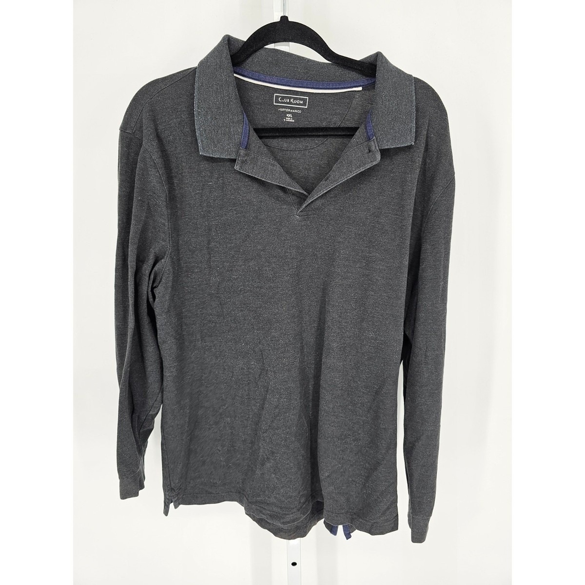 Club Room mens Sz XXL Long Sleeve Polo Shirt Solid Gray | eBay