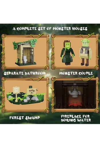 Swamp Monster House Building Block Set with LED Light, Green Monster Figure Toy - Picture 4 of 7