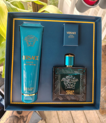Versace Eros Pour Homme 3-Piece Gift Set 3.4 fl oz EDT Spray + Shower Gel
