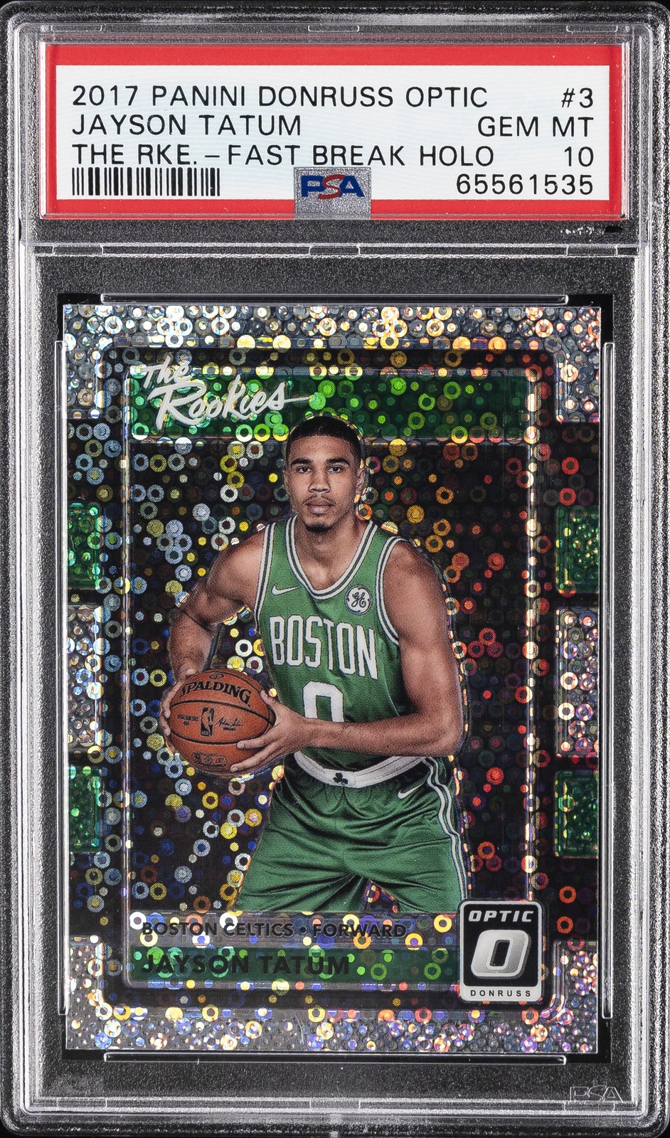 2017 PANINI DONRUSS OPTIC THE ROOKIES FAST BREAK HOLO #3 JAYSON TATUM PSA 10