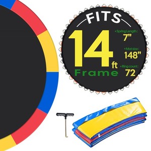 Trampoline Mat & Pad Replacement Kit with 72V-Ring Fits 14 ft Trampoline Frame