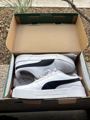 PUMA Carina 3.0 Women's Trainers Size 6.5C Black White Sneakers Low Top Shoes