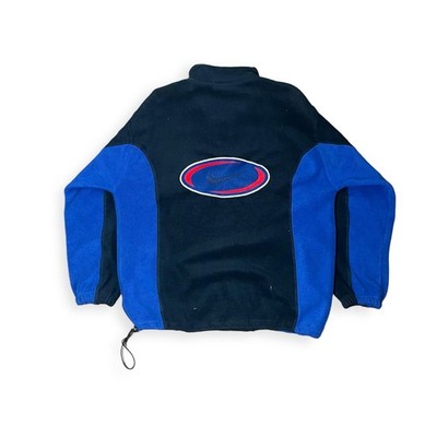 90s Vintage Nike Fleece Half-Zip Pullover nike Swoosh Back-Embroidary Gr. L Boxy