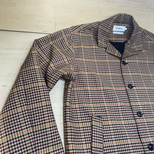 Schnaydermans Coat shirt Brown Wool Blend Long Size XL Streetwear Houndstooth - Picture 3 of 21