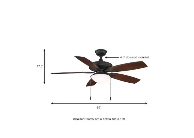 Hampton Bay Gazebo III 52 in. Indoor/Outdoor Natural Iron Ceiling Fan - Image 3 of 4