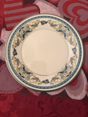 Lenox Fair Lady Bread & Butter Plates  USA Geeen Floral Platinum Trim