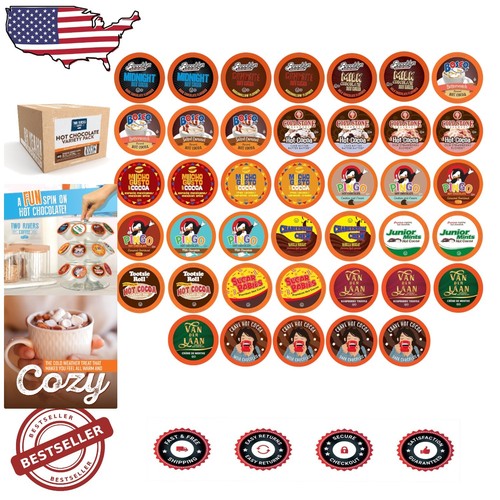 Delicioso muestreador de cápsulas de chocolate caliente - 40 paquetes de cacao de una sola porción para Keurig