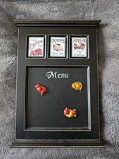 Bistro Menu Black Wall Hanging Chalkboard Magnetic Apples Oranges Tomatoes VGC