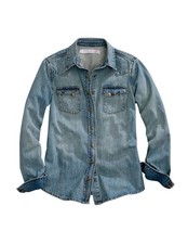 Tin Haul Western Shirt Womens L/S Denim Blue 10-050-0061-7100 BU