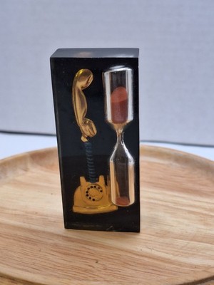 Vintage Lucite Rotary Telephone 3-minute Egg Timer  Paperweight Retro 1970s 3''