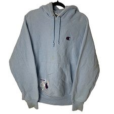 Champion Reverse Weave Blue Logo Pullover Jersey Hoodie Men's Size Medium M