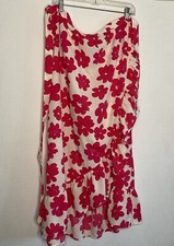 MONKL Floral Wrap Skirt Ruffle Hem Midi Beach Vacation Spring Summer size XL