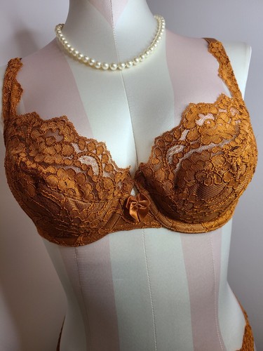 New Vintage VS Gold Label Second Skin Bra/ Panty Set 34C/Sm ♡ Copper - Picture 3 of 11