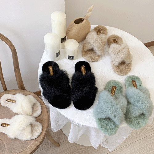 Women Winter House Slippers Slip on Faux Fur Flat Sandals Soft Warm Shoes Lovely - Picture 6 of 16