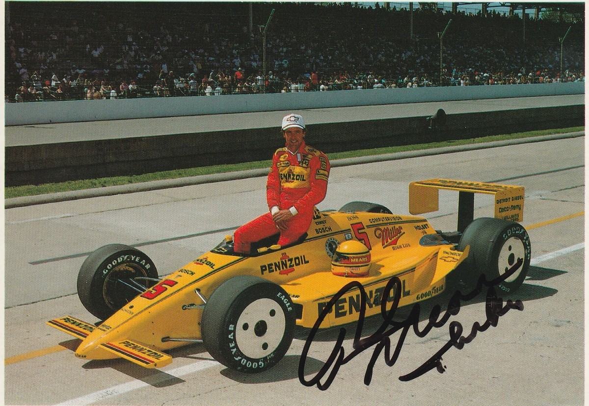 1988 RICK MEARS signed INDIANAPOLIS 500 POSTCARD HERO PHOTO CARD