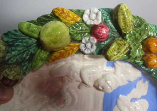 Fine 13.5" Vintage/Antique ITALIAN DELLA ROBBIA Pottery Plaque Madonna & Child - Picture 5 of 9