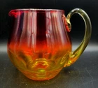Vintage BLENKO Amberina 1970'S Orange & Yellow Gradient Blown Glass Pitcher !!