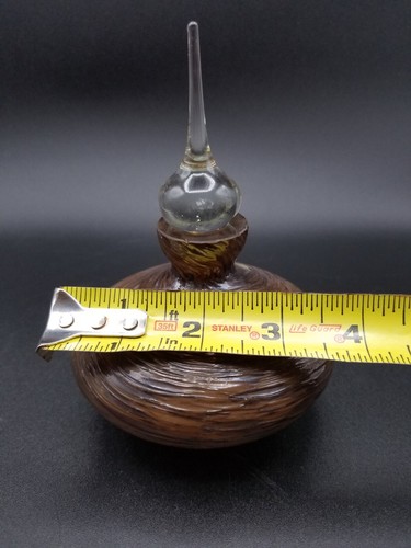 BOTELLA DE PERFUME Vintage J L VIDRIO Multi Tono Marrón Remolino con Dauber - Imagen 12 de 12