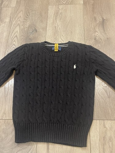 Polo Ralph Lauren Ls Cable Cn Sweater Black Size 7 - Picture 5 of 9