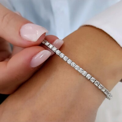 5Ct Round Cut Lab Grown/CVD Diamond Women's Gift Tennis Bracelet 850 Silver