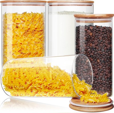 Large Glass Flour and Sugar Containers 180oz x2 & 93oz x2 [Set of 4]