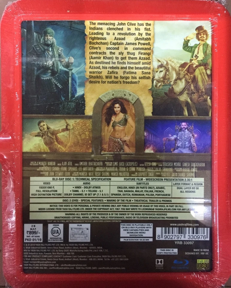 THUGS OF HINDOSTAN BLU-RAY BOLLYWOOD MOVIE 2-DISC SPECIAL EDITION BLURAY - Image 2 of 3