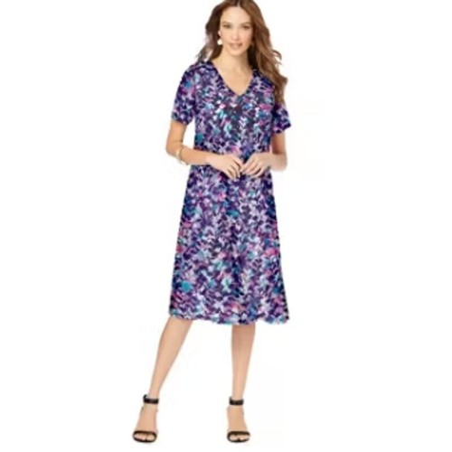 Abito Roaman's donna 30W 32W ultra liscio super morbido maglia swing floreale comodo - Foto 1 di 9