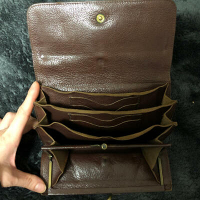 IL BISONTE Long Wallet Vintage Antique Aged Good Italian Leather Elegant Beauty
