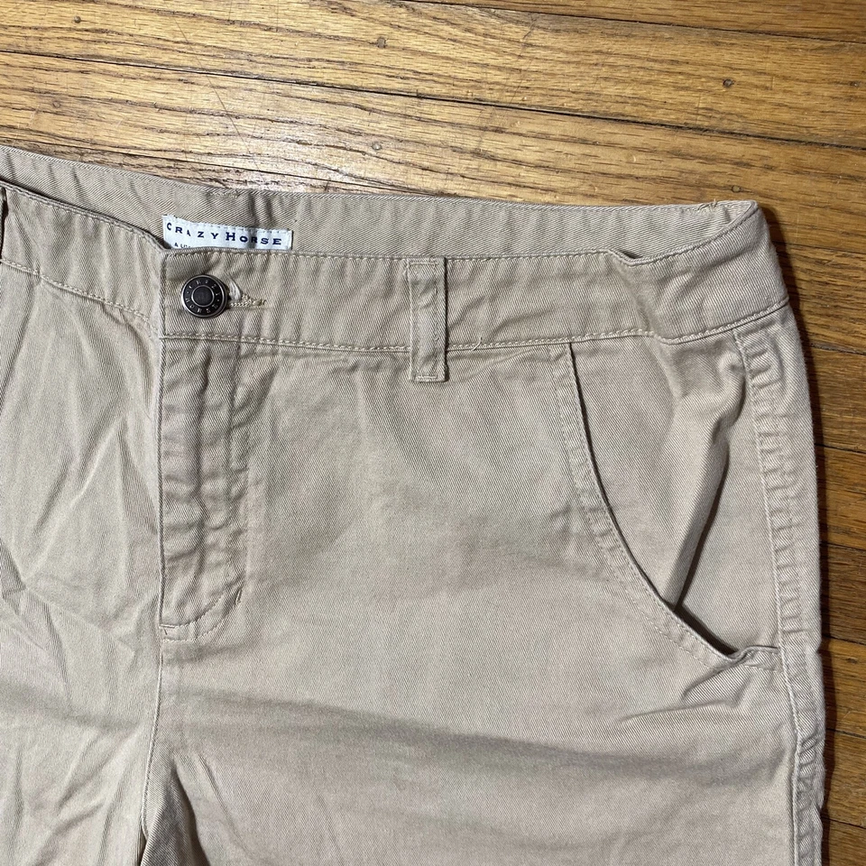 Pantalones Cortos Crazy Horse Talla 10 Mujer Beige Bolsillo Carga Tiro Medio Liz Claiborne Foto 4 de 4