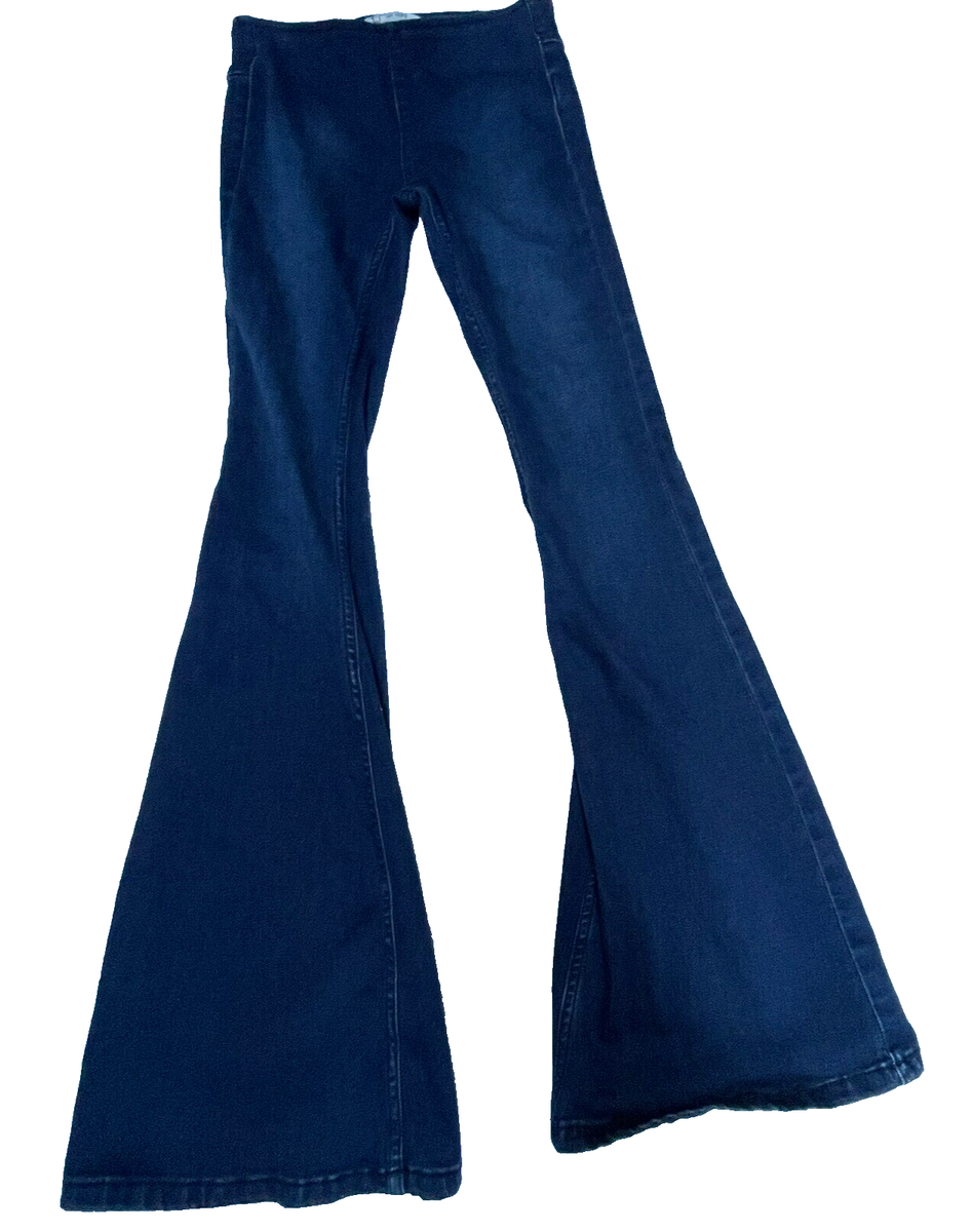 Free People 61855-16515125 Women's Low-Rise Denim Wide-Leg Pull On Jeans  Size 24